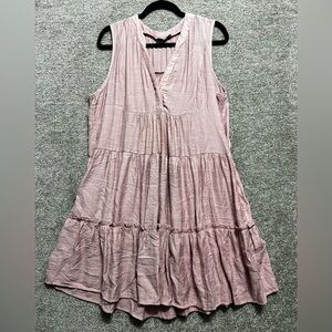 Elings Woman’s Mauve Pink Sleeveless Tiered Pink Spring Summer Dress Size XL